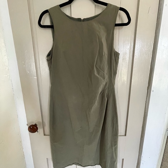 Sage Olive Green Sleeveless Sheath Midi Dress for Office Work Business Casual - Picture 3 of 9